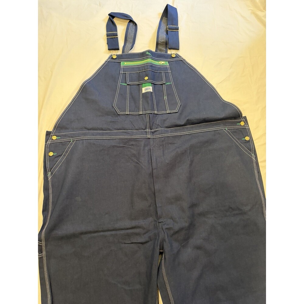 Liberty Bib Overalls Men's 60x34 Blue Dark Wash Denim Comfort, Easy Care, Farm